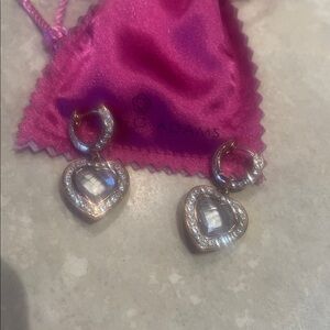 Gold Heart Crystal Earrings by Vivian Adams